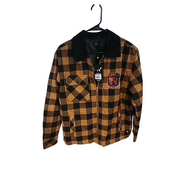 NWT NFL Women's Cleveland Browns DSG Flannel Jacket Size M Brown - Picture 1 of 2